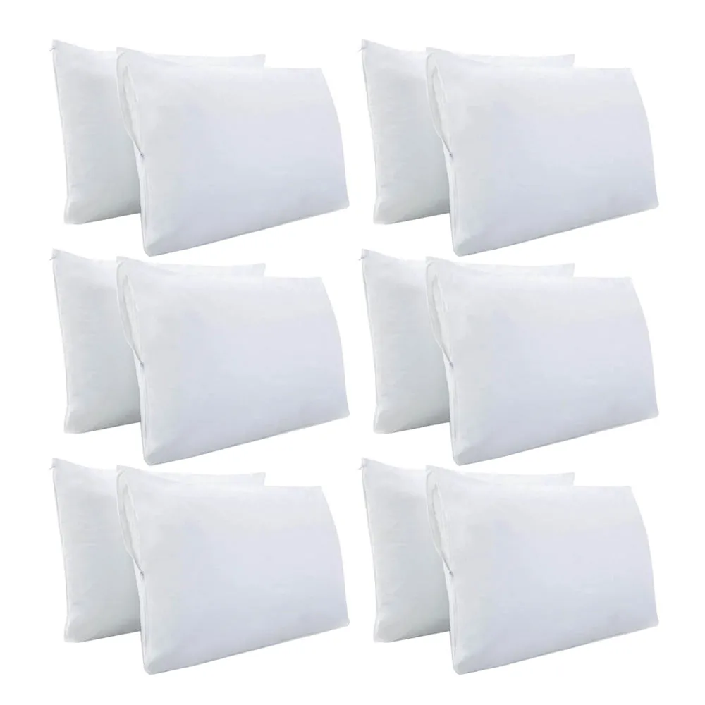 12 Deluxe Vinyl Waterproof Hypoallergenic Bed Bug Zipper Pillow Protector Covers