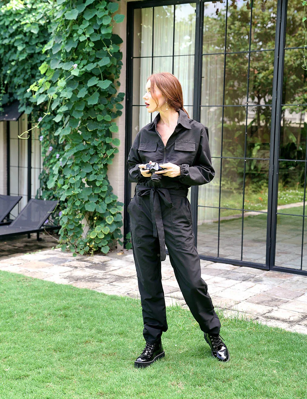 AMELIA Recycled Travel Jumpsuit in Black by BrunnaCo