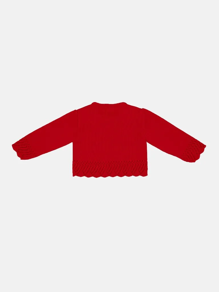 Baby Girl Cardigan with 2 Big Bows - Red