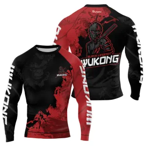 Black And Red Monkey King Men's Long Sleeve Rash Guard