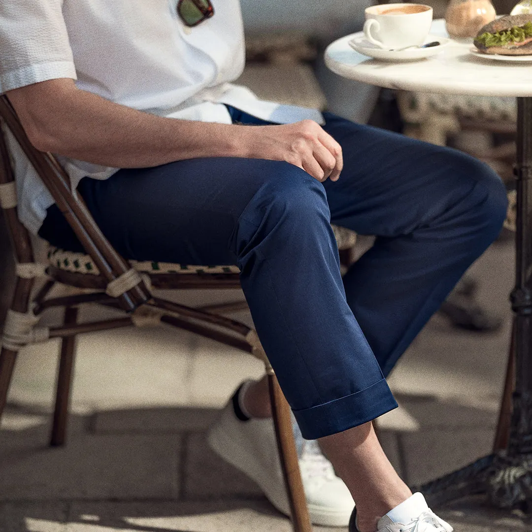Blue lightweight cotton elastan trousers