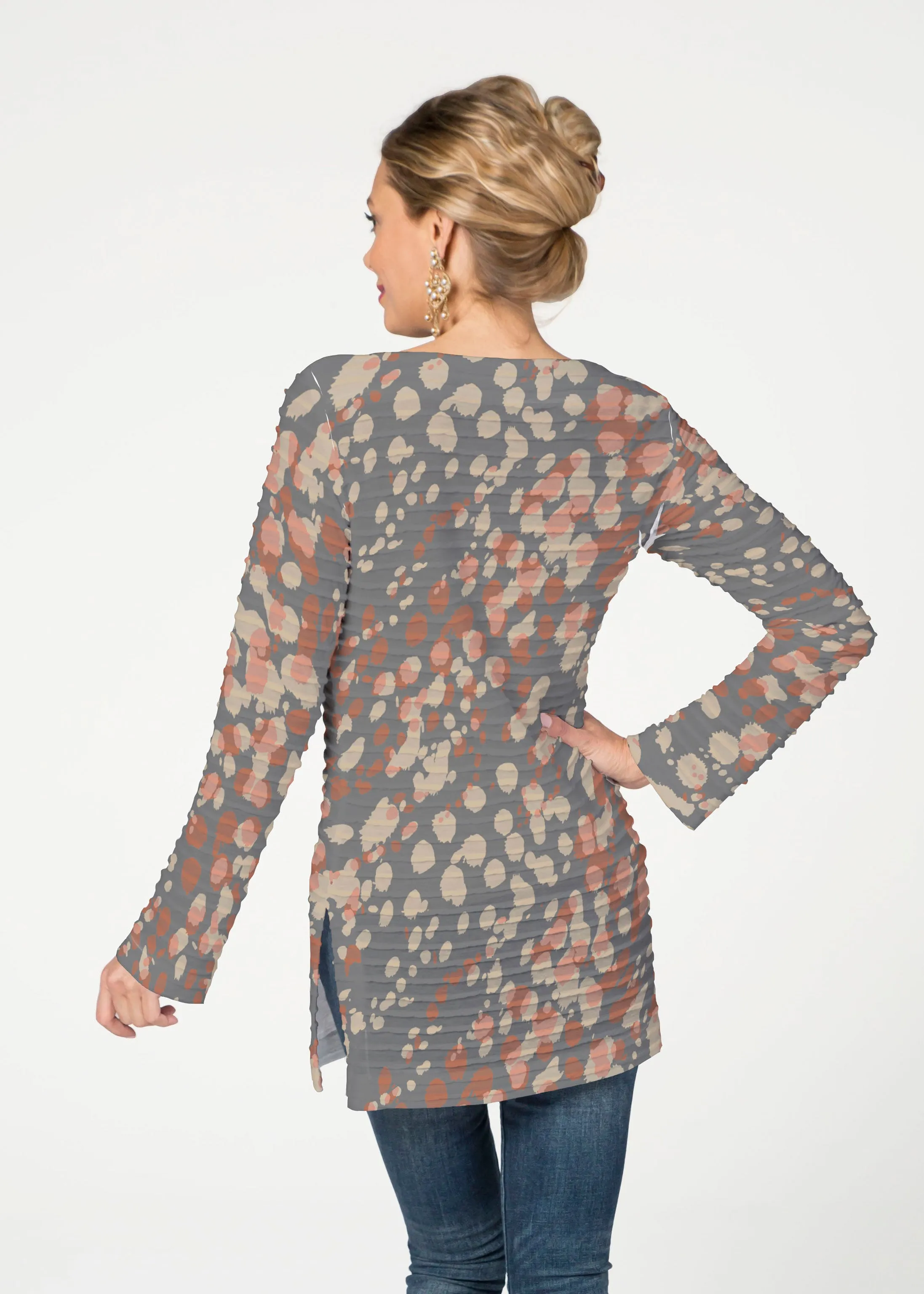 Edgy Splash (7877) ~ Banded Boatneck Tunic