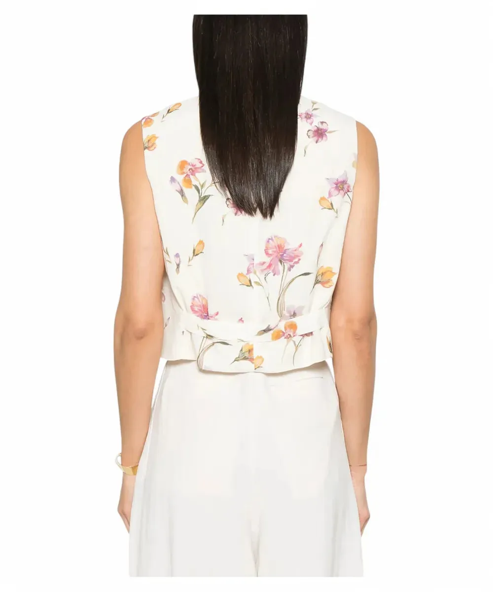 Gilet in Crêpe de Chine Floreale