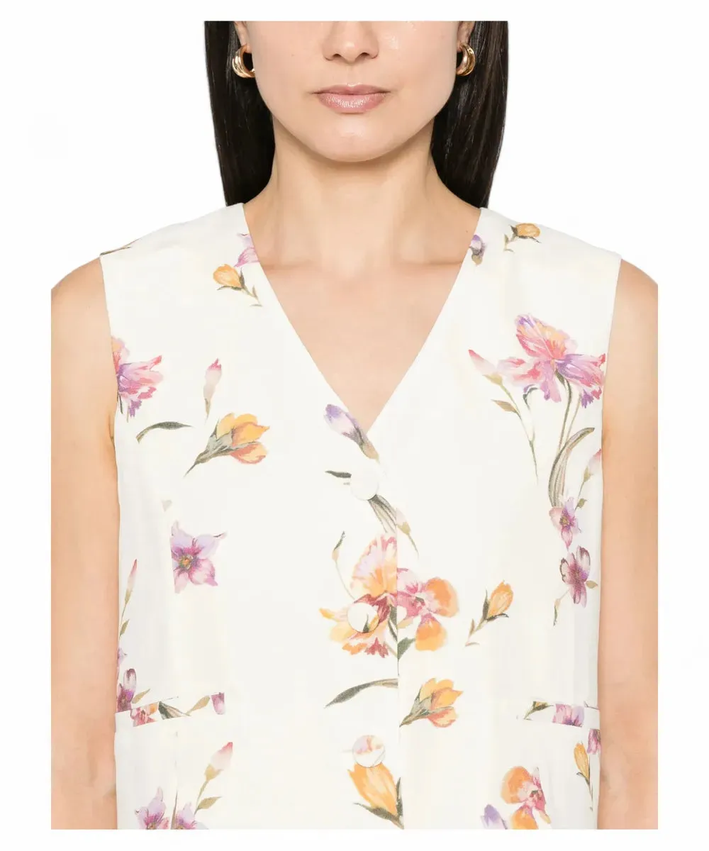 Gilet in Crêpe de Chine Floreale