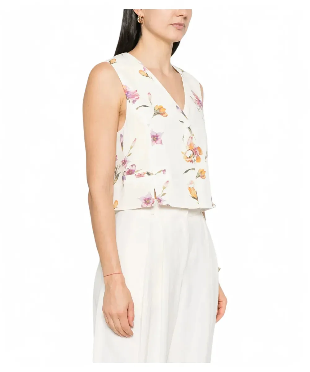 Gilet in Crêpe de Chine Floreale