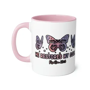 He Restores Accent Mugs, 11oz