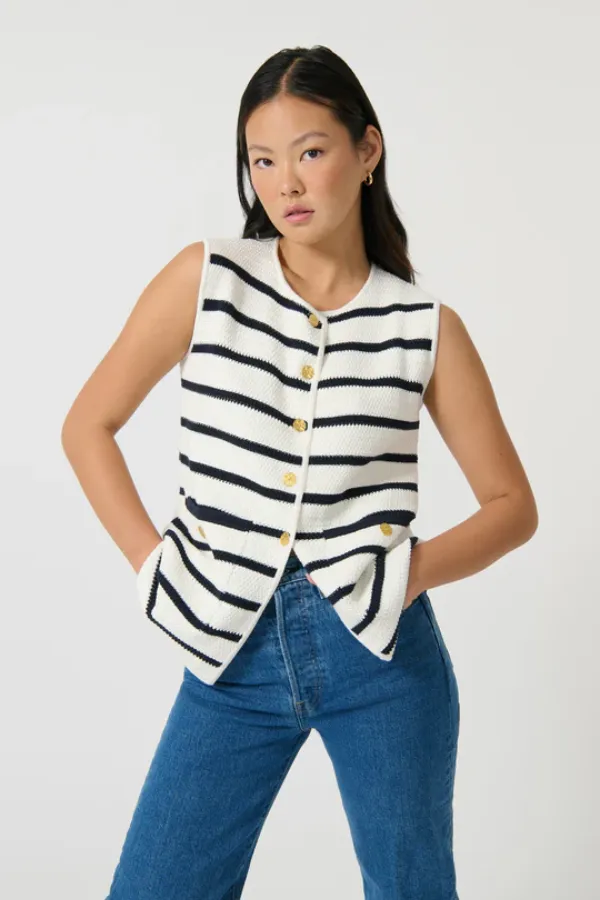 Helena Gilet Stripe I Navy/White