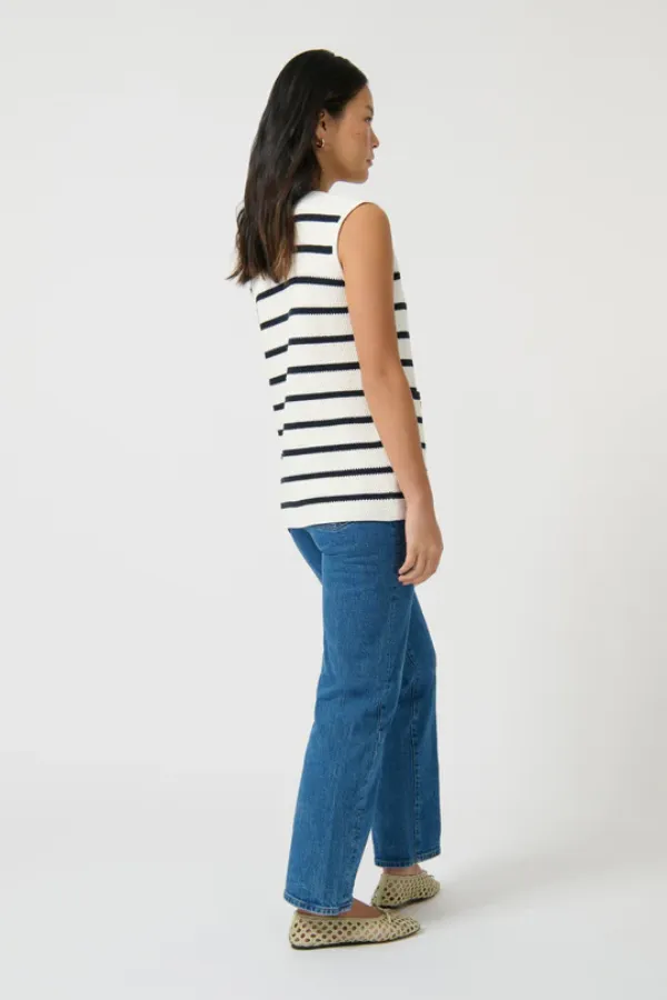 Helena Gilet Stripe I Navy/White