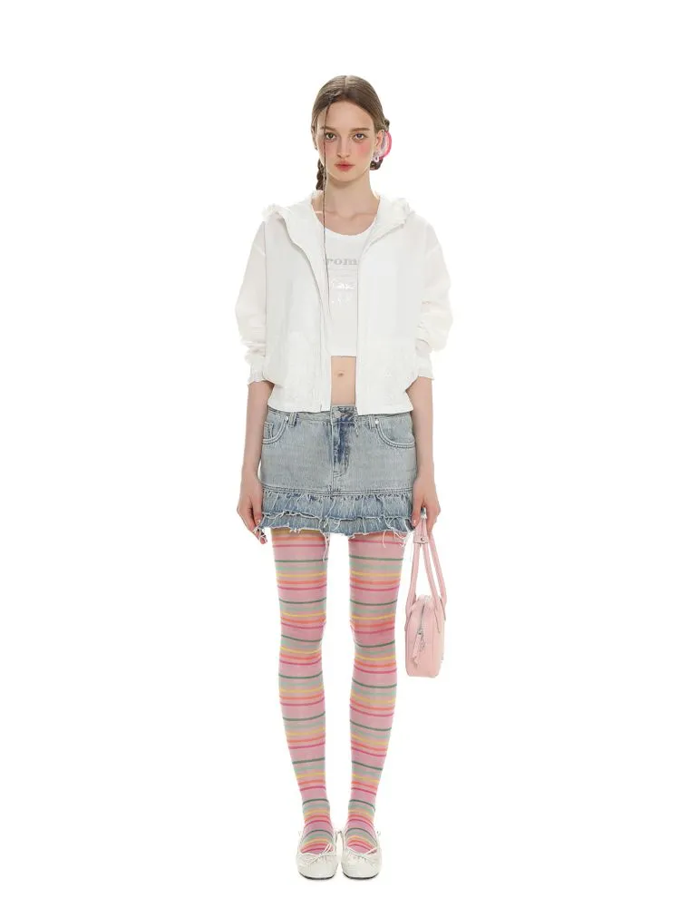 Insert Pocket Lace Zip Cardigan Jacket【s0000008664】