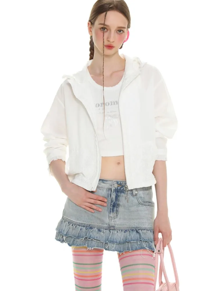 Insert Pocket Lace Zip Cardigan Jacket【s0000008664】
