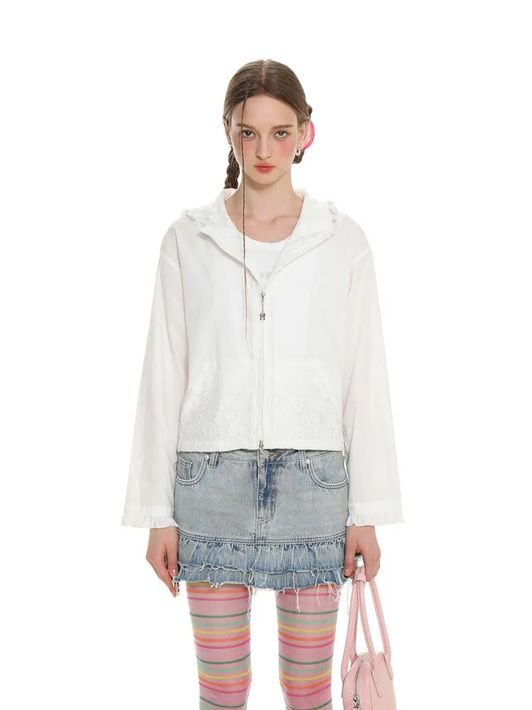 Insert Pocket Lace Zip Cardigan Jacket【s0000008664】