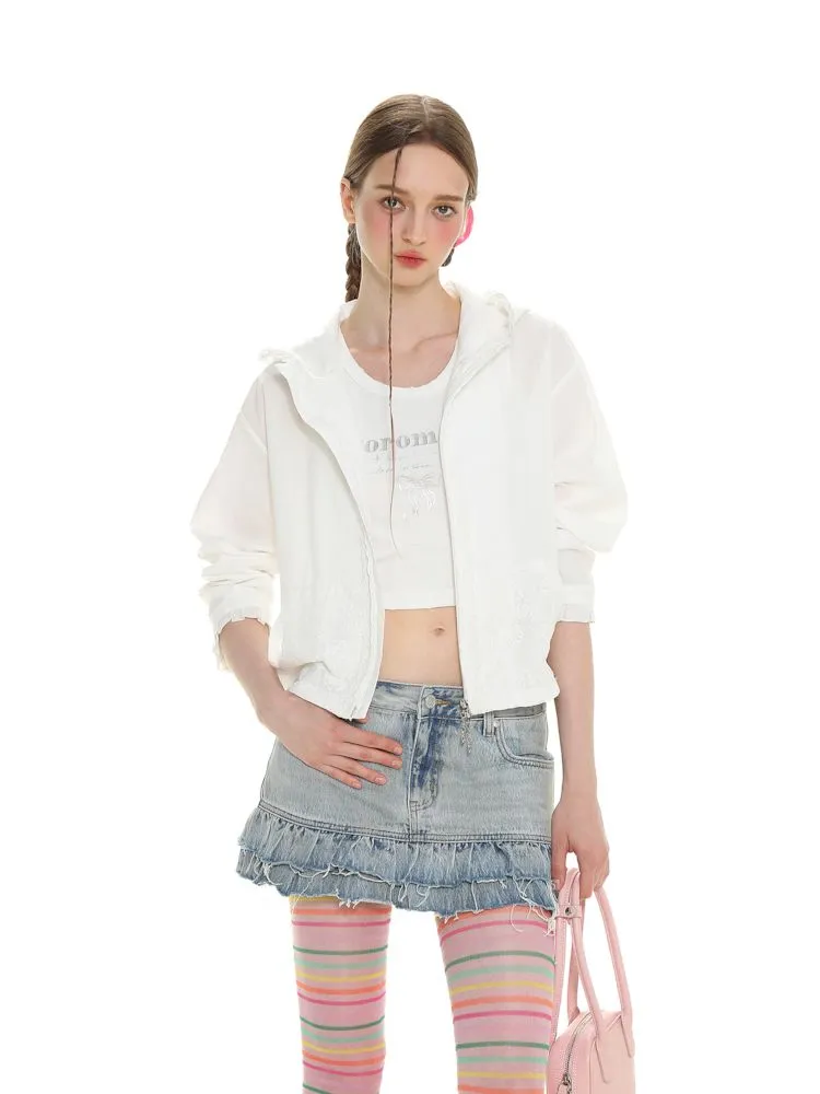Insert Pocket Lace Zip Cardigan Jacket【s0000008664】