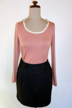 Lace scoop, sorbet long sleeve tee