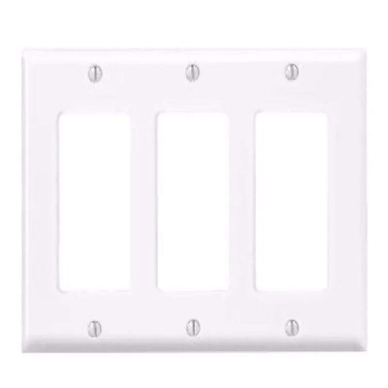 Leviton Antimicrobial Powder Coated White 3 gang Thermoset Plastic Decorator Wall Plate 1 pk