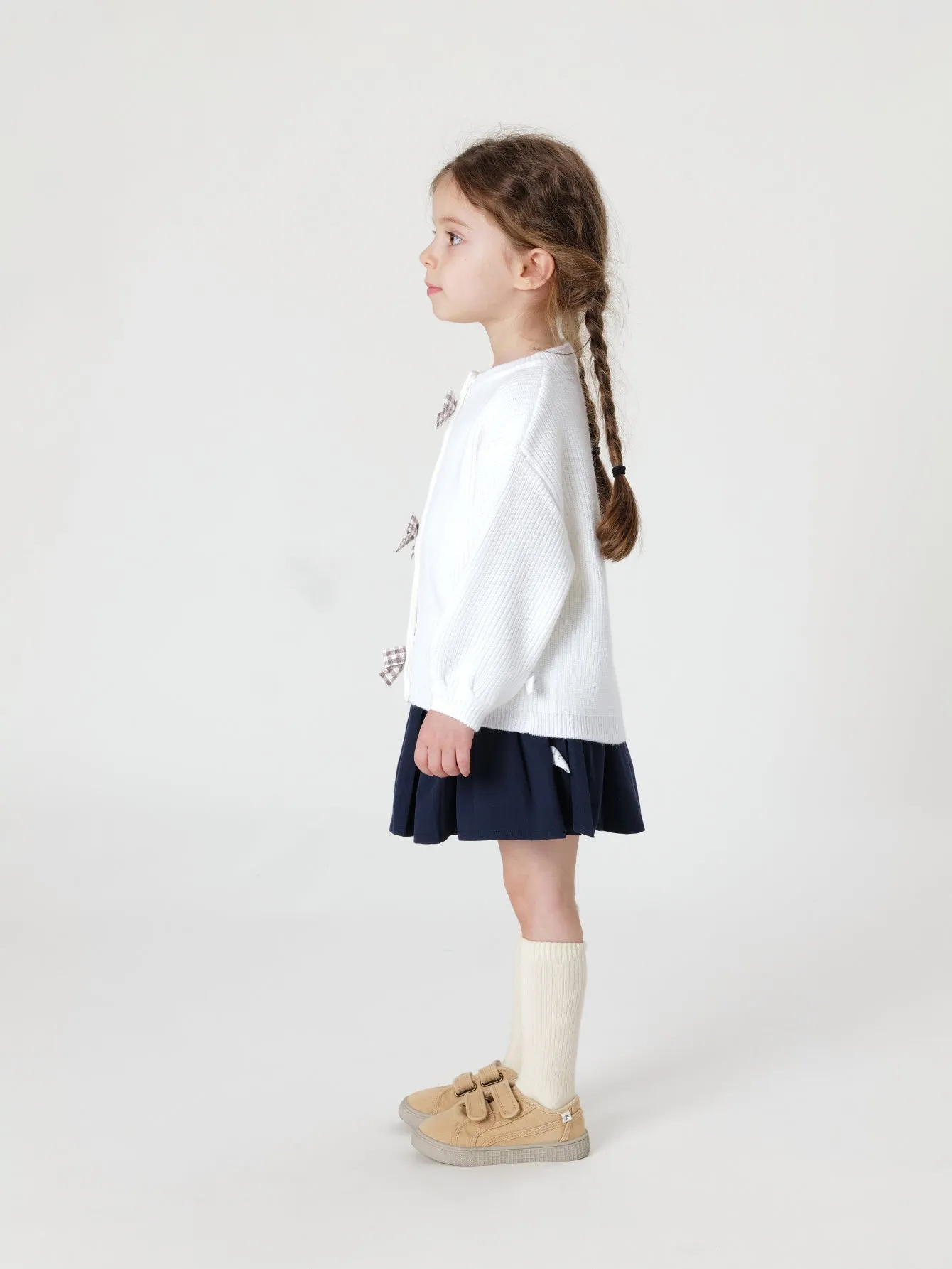MARC & JANIE Girls Bow Round Neck Drop Shoulder Cardigan 221372