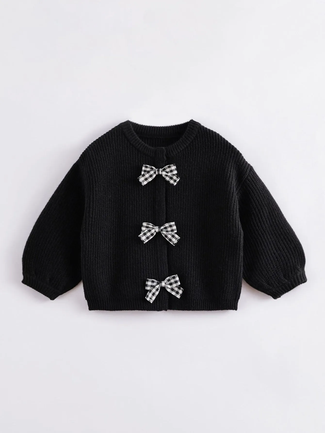 MARC & JANIE Girls Bow Round Neck Drop Shoulder Cardigan 221372
