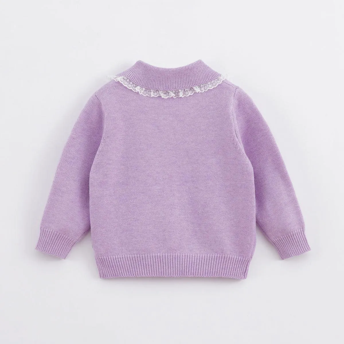 MARC & JANIE Girls Lace Peter Pan Collar Solid Cardigan 221388