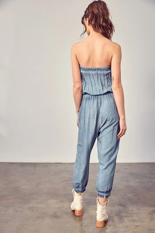 Miranda Raw Edge Tube Jumpsuit