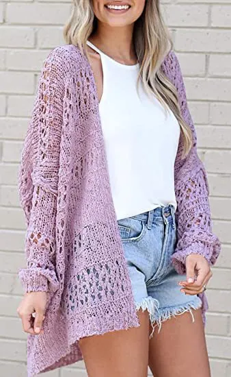 Open Front Boho Crochet Cardigan