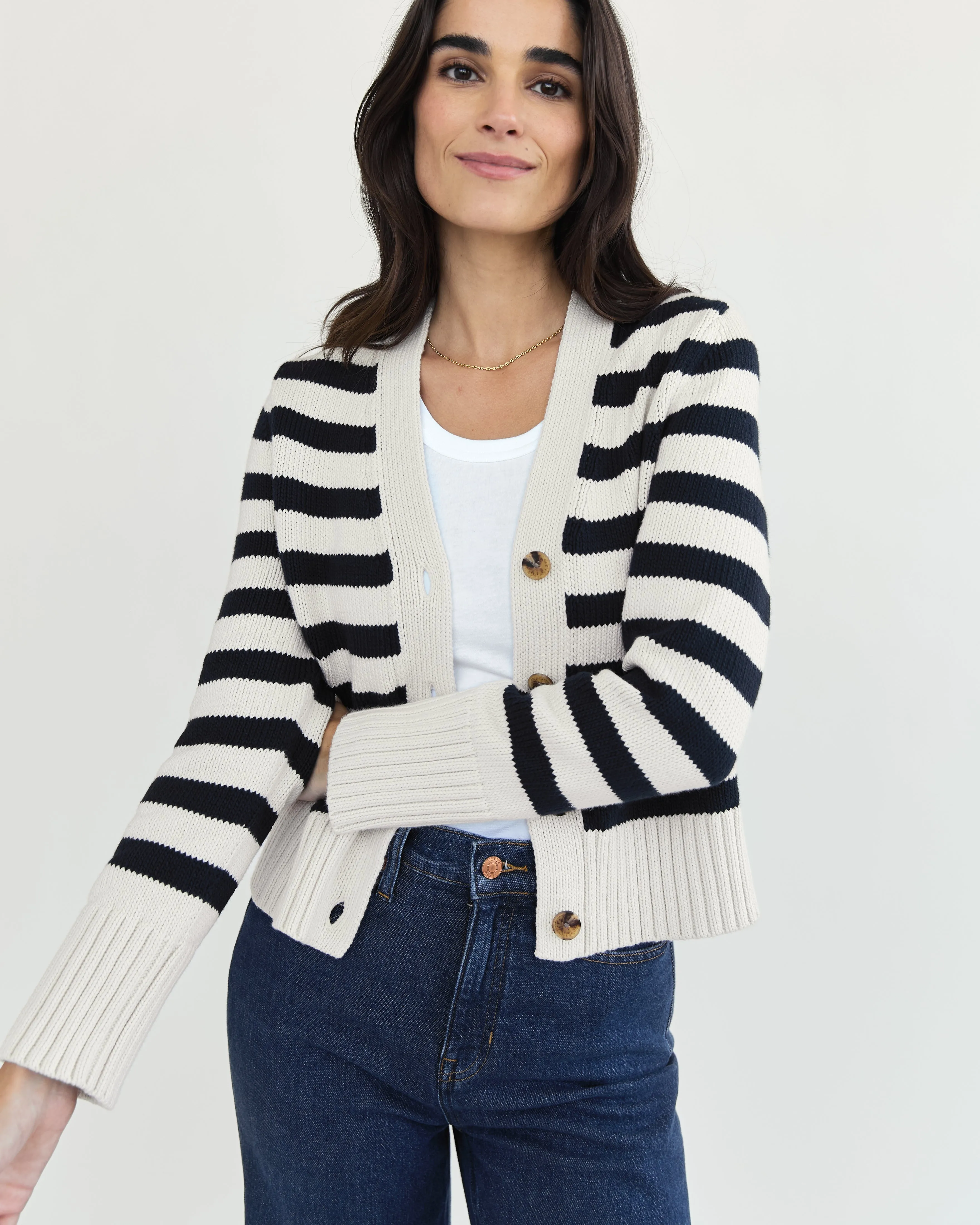 Peyton Stripe  Ivory/Navy