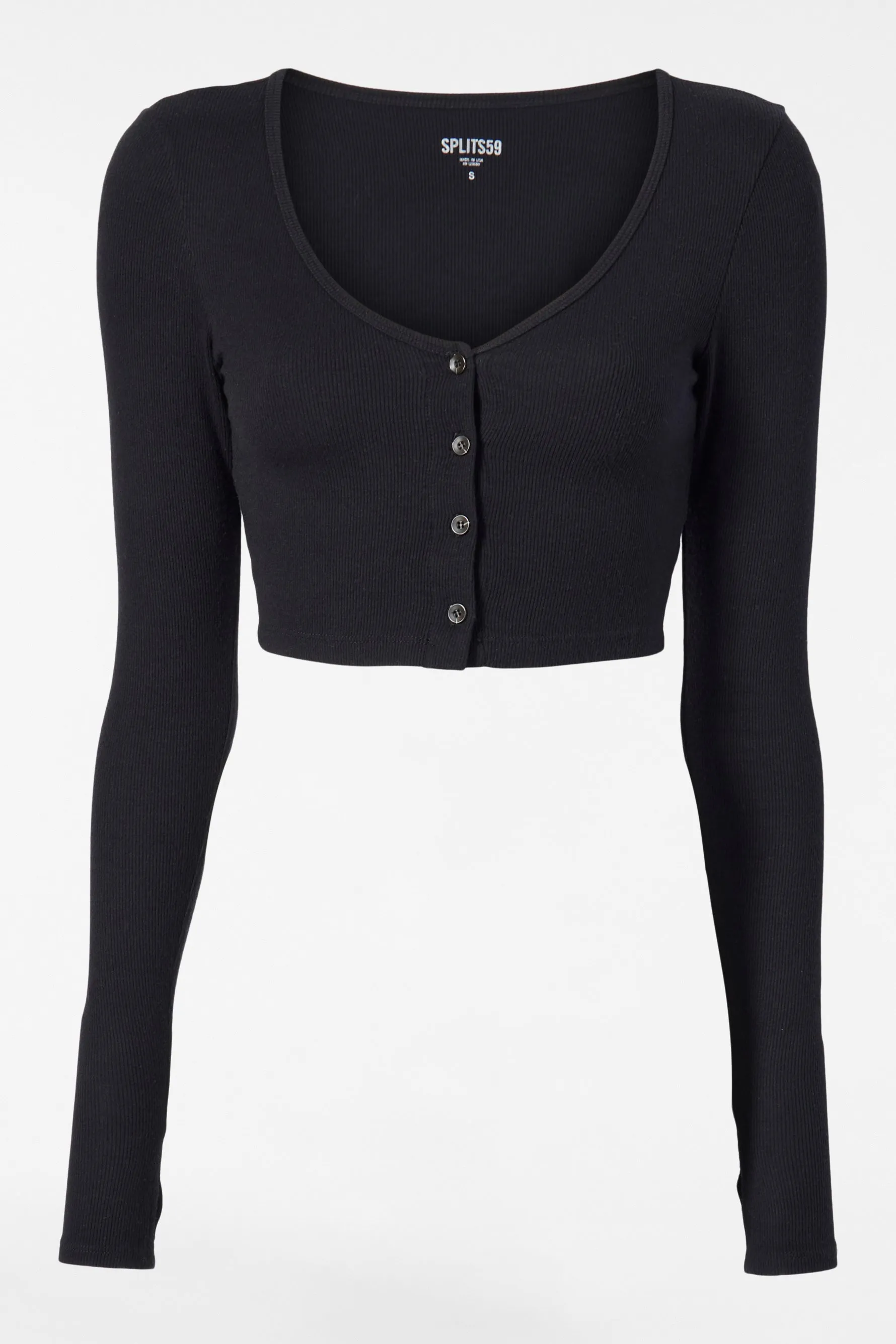 Rene Rib Crop Cardigan - Black