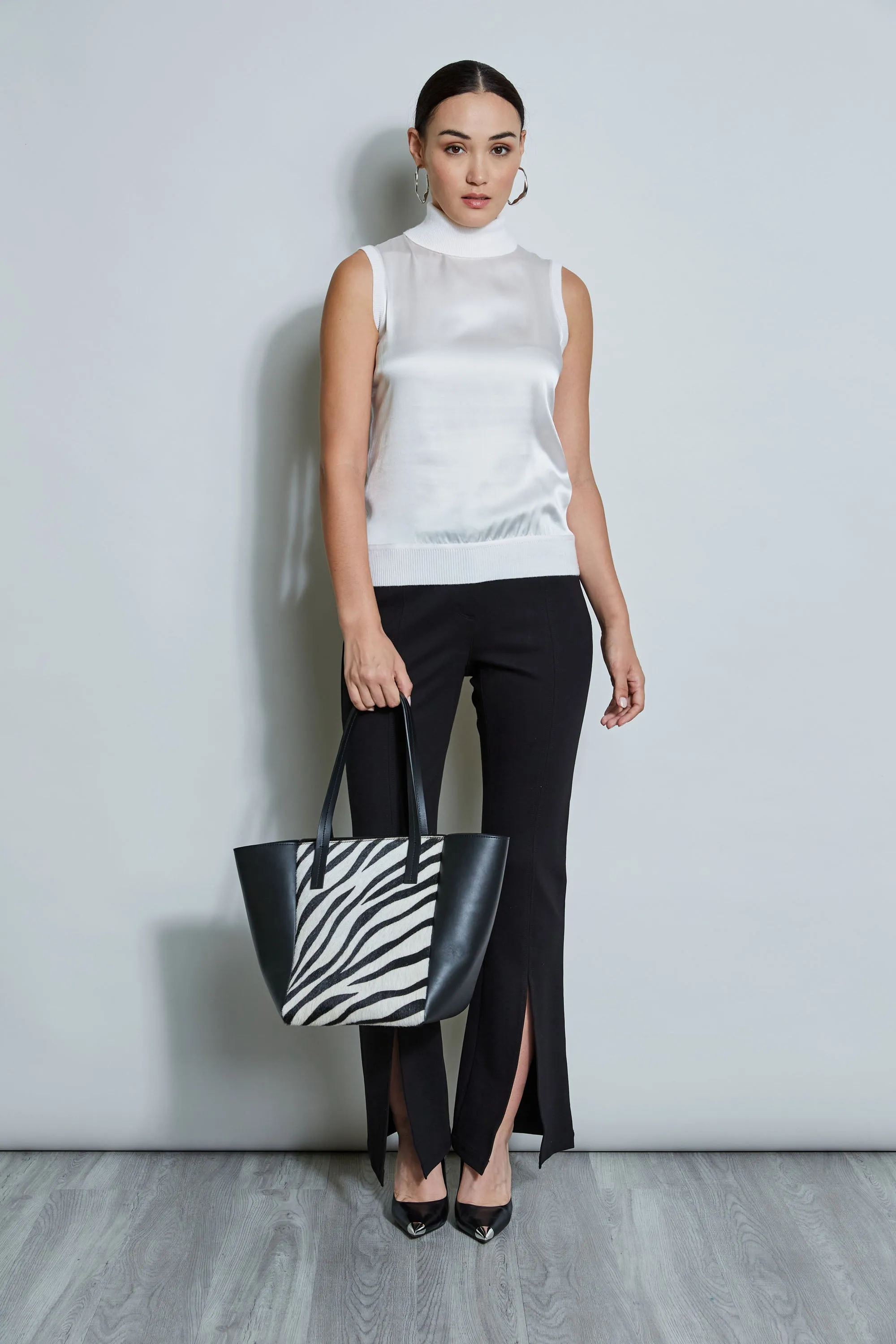 Sleeveless Satin Front Sweater