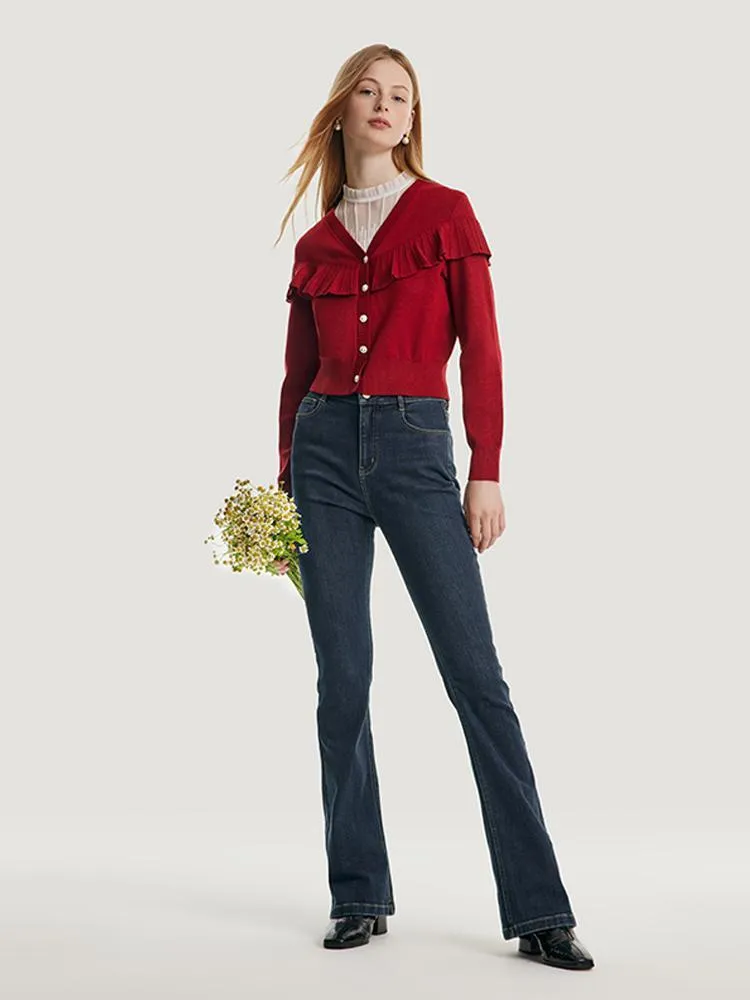 Tencel And Woolen Ruffle Cardigan