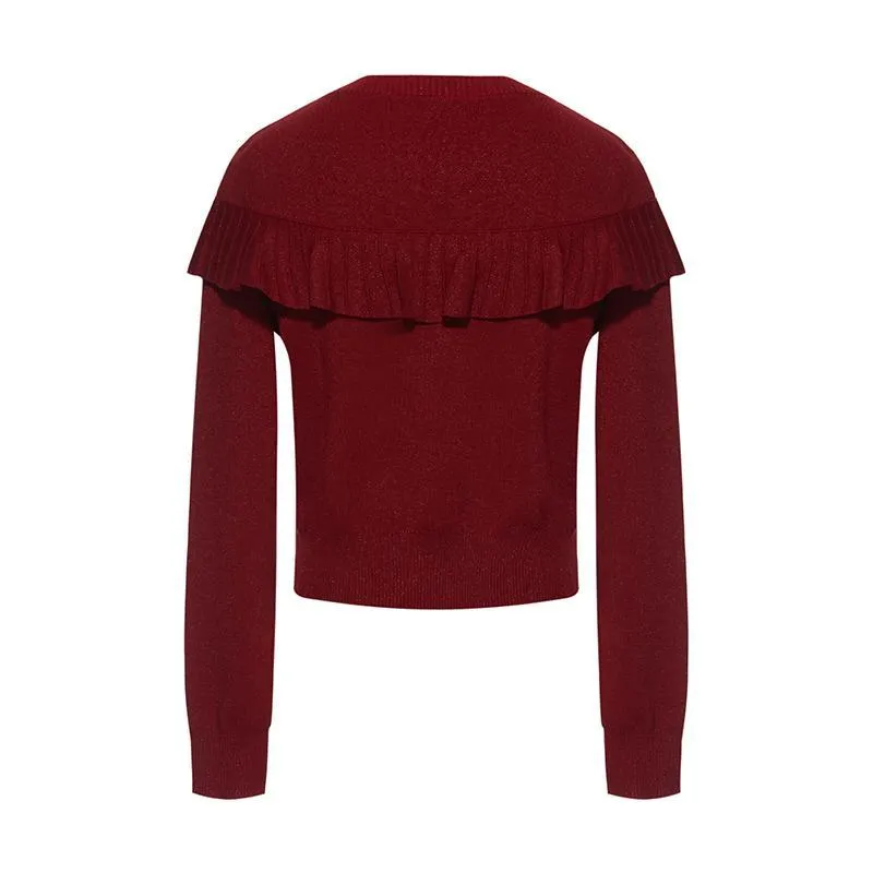Tencel And Woolen Ruffle Cardigan