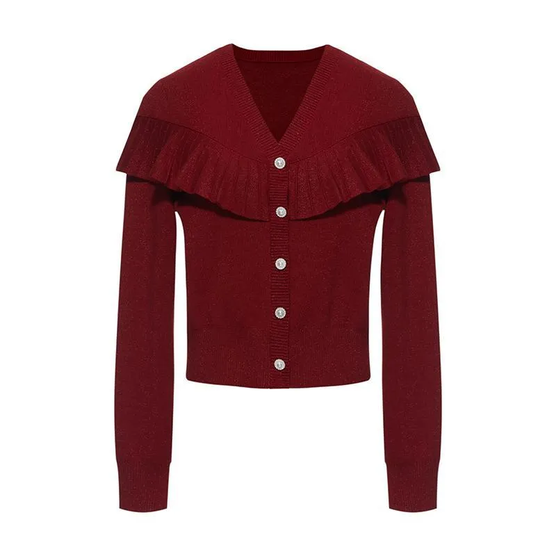 Tencel And Woolen Ruffle Cardigan