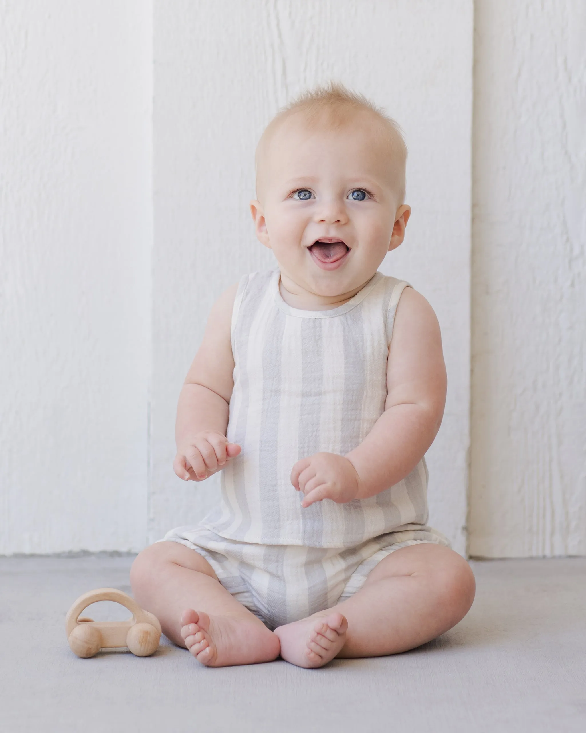 Woven Tank   Short Set, Sky Stripe