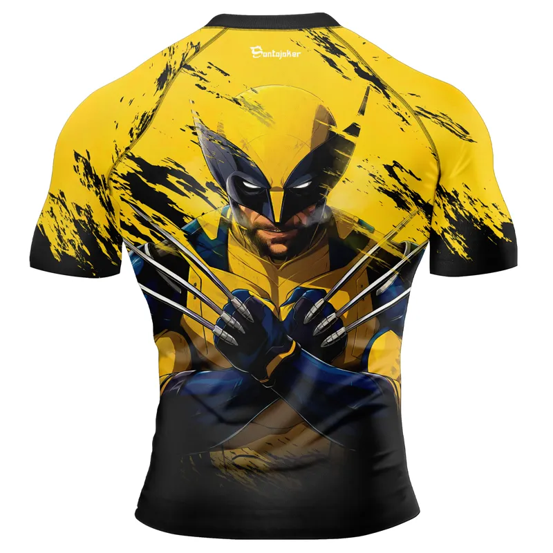 Yellow Wolverine Men's Short Sleeve Rash Guard