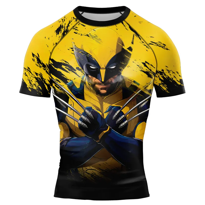 Yellow Wolverine Men's Short Sleeve Rash Guard