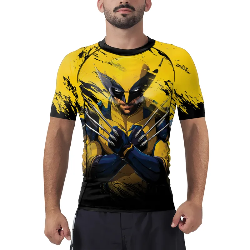 Yellow Wolverine Men's Short Sleeve Rash Guard