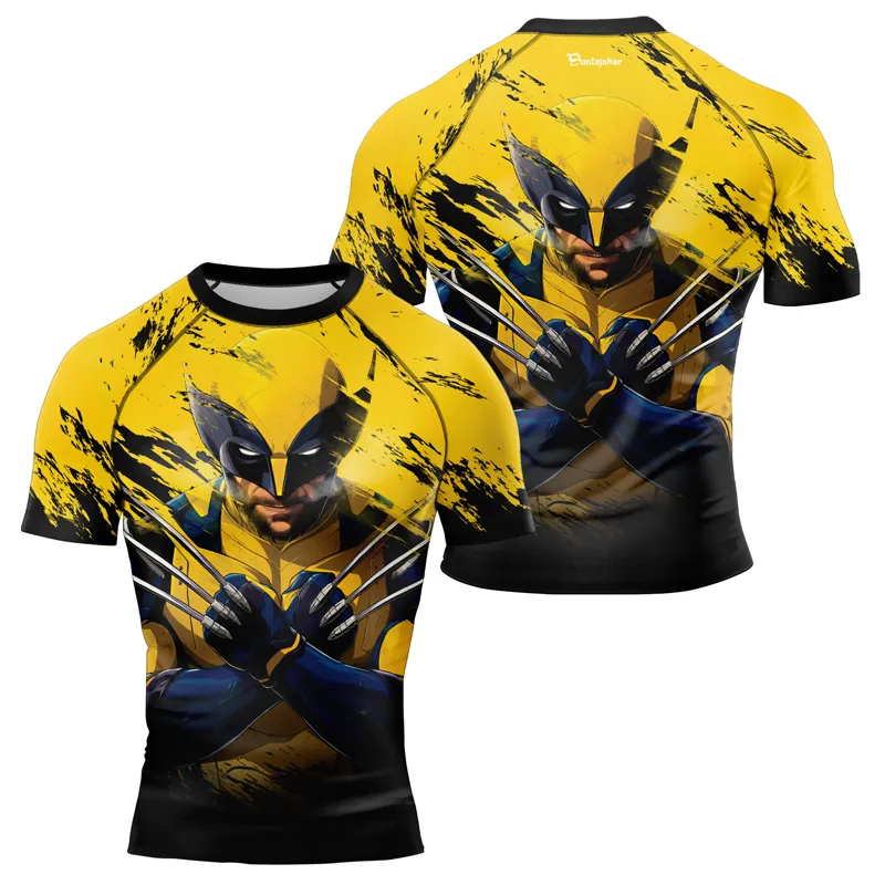 Yellow Wolverine Men's Short Sleeve Rash Guard